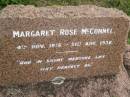 Margaret Rose McCONNEL
b: 4 Nov 1915
d: 21 Aug 1936
Cressbrook Homestead, Somerset Region