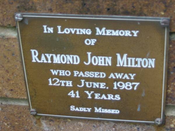Raymond John MILTON,  | died 12 June 1987 aged 41 years;  | Dennis Family Cemetery, Daisy Hill, Logan City  | 