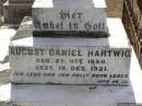 August Daniel HARTWIG,
born 25 Oct 1850 died 16 Dec 1921;
Wilhelmine Emelia Amalia HARTWIG, wife,
born 18 April 1855 died 10 Sept 1930;
Douglas Lutheran cemetery, Crows Nest Shire