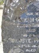 Wilhelm Julius RAATZ, father,
died 11 Jan 1960 aged 82? years;
Auguste Pauline RAATZ, mother,
died 9 Nov 1961 aged 76? years;
Douglas Lutheran cemetery, Crows Nest Shire