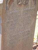 Thomas BOWDON
21 Mar 1909
aged 71
E S BOWDON
10? Sep 1911
aged 72
Drayton and Toowoomba Cemetery