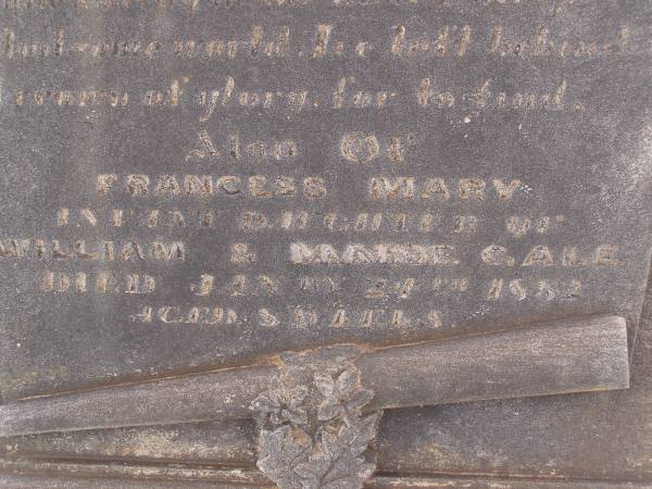 Grave of Mary COSTELLO,  | Frances Mary GALE,  | & James Henry GALE,  | Old Dubbo cemetery,  | New South Wales  | 