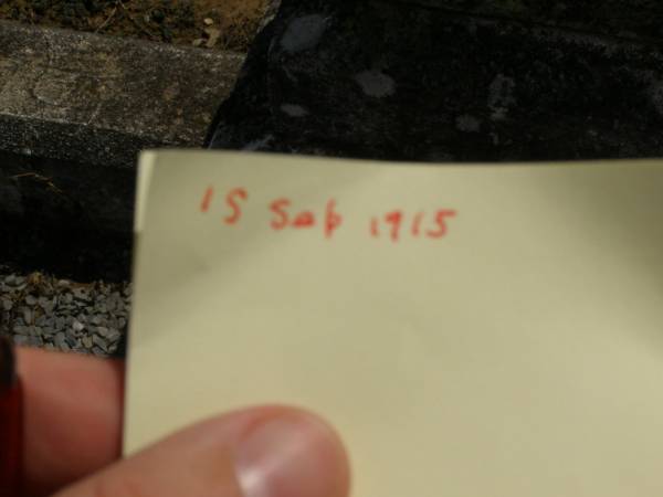 parents;  | Johannes GOEBEL,  | died 15 Sept 1915 aged 57 years;  | Emilie A.M.I. GOEBEL,  | died 22 Sept 1939 ged 79 years;  | William GOEBBEL,  | 2nd son,  | died 29 June 1944 aged 60 years;  | Dugandan Trinity Lutheran cemetery, Boonah Shire  | 