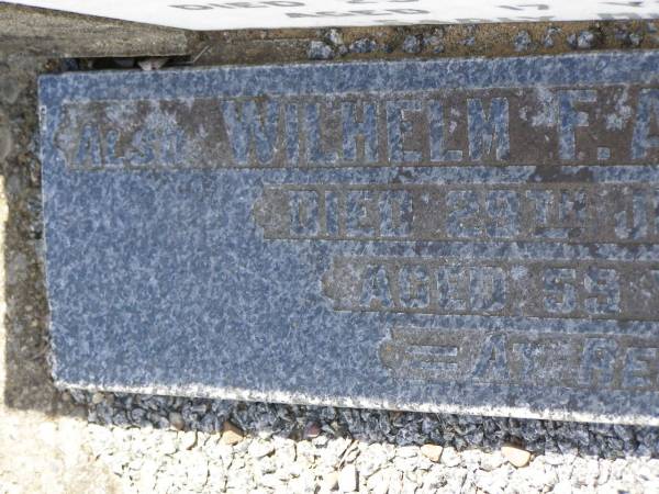 Esther Marie GOEBEL,  | died 29 Feb 1932 aged 17 years;  | Wilhelm F.A. GOEBEL,  | died 29 June 1944 aged 59 years;  | Dugandan Trinity Lutheran cemetery, Boonah Shire  | 