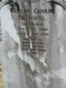 Wilhelmine Caroline CHRISTOFFEL (geb DRAEGER)
geb 16 May 1829, gest 11 Jun 1899
Eagleby Cemetery, Gold Coast City