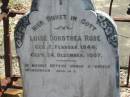 Luise Dorothea ROSE
b: 7 Feb 1844, d: 24 Dec 1907
Eagleby Cemetery, Gold Coast City