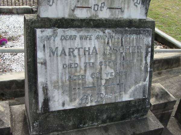 Martha FISCHER  | 7 Sep 1935, aged 68  | Eagleby Cemetery, Gold Coast City  | 