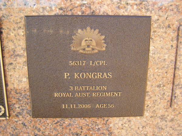 P. KONGRAS  | d: 11 Nov 2006 aged 56  |   | Exmouth Cemetery, WA  | 