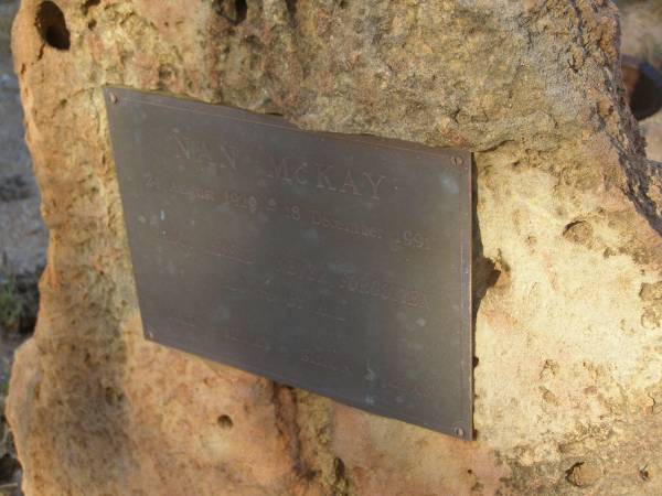 Nan McKAY  | b: 24 Aug 1929  | d: 18 Dec 1991  | Jill, Terry, Simon, Ryan  |   | Exmouth Cemetery, WA  |   | 
