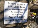 
Wilhelmine BULOW,
died 22 July 1939 aged 76 years;
Ernest A. BULOW, father,
died 18 Feb 1949 aged 86 years;
Fernvale General Cemetery, Esk Shire
