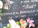 
(Ted) Edward Ronald SCHMIDT, husband father,
16-10-1925 - 1-5-2004;
Fernvale General Cemetery, Esk Shire
