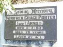 
Winifred Grace PORTER (nee ARNDT),
died 11-7-90 aged 78 years;
Fernvale General Cemetery, Esk Shire
