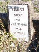 William GUNN,
died 30 June 1935 aged 60 years;
Forest Hill Cemetery, Laidley Shire