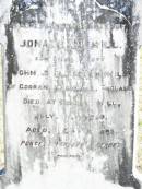 Jonathan HILL, son of late John & Elizabeth HILL,
of Corran, Cornwall, England,
died Forest Hill 1 July 1919 aged 63 years;
Forest Hill Cemetery, Laidley Shire