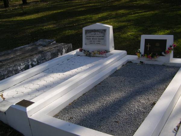 Alice Maud CAIRNS, wife mother,  | died 24-1-195 aged 79 years;  | R.A. CAIRNS,  | died 2 Aug 1976 aged 82 years,  | husband of Maud,  | father of Bill, John, Ivy, Ada & George;  | John CAIRNS,  | 11-1-20 - 16-6-99,  | son husband father;  | Gheerulla cemetery, Maroochy Shire  | 