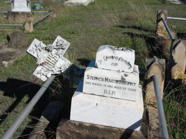 Stephen Martin MURPHY, died 19 March 1912 aged 33 years;  | Glamorgan Vale Cemetery, Esk Shire  | 