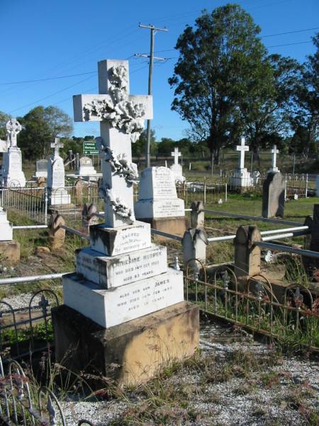 Catherine MURPHY, died 14 Oct 1903 aged 63 years;  | James, died 10 Feb 1893 aged 12 years, son;  | James MURPHY, died 3 Dec 1926 aged 83 years;  | Glamorgan Vale Cemetery, Esk Shire  | 