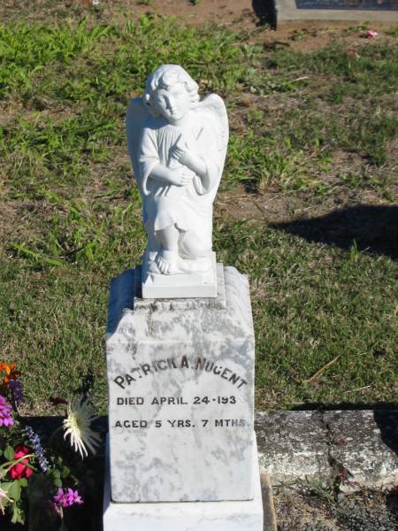 Patrick A. NUGENT, died 24 April 1930 aged 5 years 7 months;  | Glamorgan Vale Cemetery, Esk Shire  | 