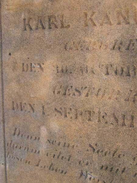 Gottfried Karl KANOWSKI,  | born 30 Oct 1880,  | died 1 Sept 1896;  | Glencoe Bethlehem Lutheran cemetery, Rosalie Shire  | 