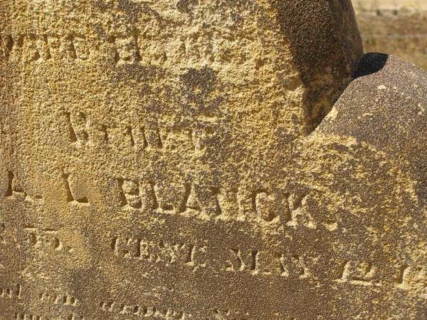 Carl A.L. BLANCK,  | born 20 Feb 1833?,  | died 12 May 1909?;  | Glencoe Bethlehem Lutheran cemetery, Rosalie Shire  | 
