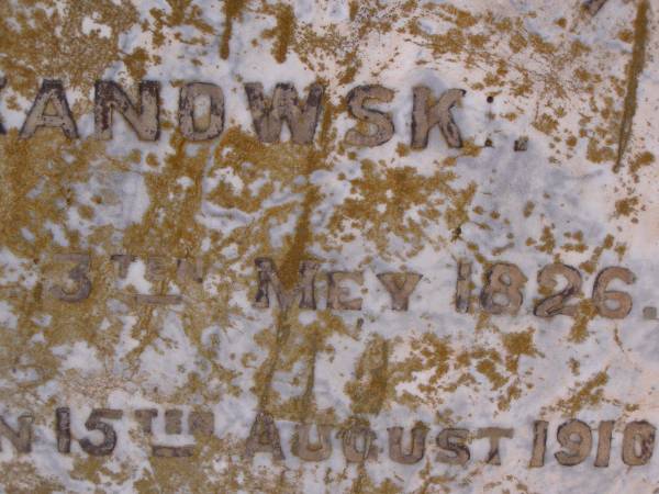 Johann KANOWSKI,  | born 31 July 1826,  | died 30 March 1909;  | Anna KANOWSKI,  | born 13? May 1826,  | died 15 Aug 1910;  | Glencoe Bethlehem Lutheran cemetery, Rosalie Shire  | 