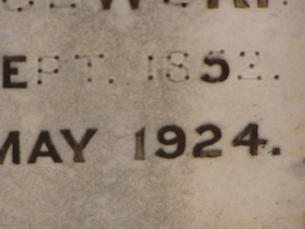 Friedrich KAJEWSKI,  | born 26 April 1854,  | died 29 April 1931;  | Caroline KAJEWSKI,  | born 13 Sept 1852,  | born 10 May 1924;  | Glencoe Bethlehem Lutheran cemetery, Rosalie Shire  | 