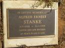 Alfred Ernest STANKE,
1-7-1926 - 21-1-1998,
son brother;
Glencoe Bethlehem Lutheran cemetery, Rosalie Shire