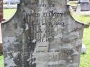 James ELLIOTT,
died 20 Aug 1900 aged 67 years,
erected by wife & children;
Gleneagle Catholic cemetery, Beaudesert Shire