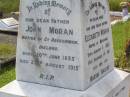 Elizabeth MORAN, wife mother,
native of Brisbane,
born 1 Jan 1853 died 14 Dec 1911;
Martin Vincent, son,
died 17 June 1989 aged 2 years;
John MORAN, father,
native of County Roscommon Ireland,
born 20 June 1835 died 23 August 1915;
Gleneagle Catholic cemetery, Beaudesert Shire