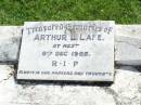 Arthur L. LANE,
died 8 Dec 1955;
Gleneagle Catholic cemetery, Beaudesert Shire