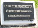 George A. GREAVES,
31-5-1872 - 20-7-1956;
Gleneagle Catholic cemetery, Beaudesert Shire