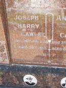 Joseph Harry CAWLEY,
died 26 June 1956 aged 58 years;
Annie CAWLEY,
died 3 Dec 1983 aged 83 years;
Gleneagle Catholic cemetery, Beaudesert Shire