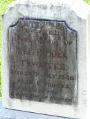 Keith Noel THWAITES,
died 20 July 1946 aged 6 months;
Flora Frances THWAITES, nee MORRIS, mother,
30-9-1920 - 3-7-1995;
Gleneagle Catholic cemetery, Beaudesert Shire