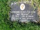 Catherine Agnes TAYLOR (nee MORAN),
1-1-1913 - 26-8-1994;
Gleneagle Catholic cemetery, Beaudesert Shire