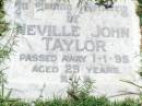 Neville John TAYLOR,
died 1-1-95 aged 29 years;
Gleneagle Catholic cemetery, Beaudesert Shire