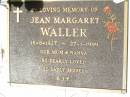 Jean Margaret WALLER,
16-8-1927 - 27-1-1999,
mum nanna;
Gleneagle Catholic cemetery, Beaudesert Shire