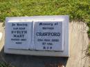 Evelyn Mary CRAWFORD, mother,
died 29 Nov 2000 aged 87 years;
Gleneagle Catholic cemetery, Beaudesert Shire