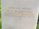 R.G. MCDONALD,
died 29 March 1944 aged 19 years;
Gleneagle Catholic cemetery, Beaudesert Shire