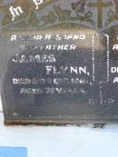 James FLYNN, husband father,
died 8 Sept 1967 aged 71 years;
Grace, wife mother,
died 4 Nov 1985 aged 90 years;
Gleneagle Catholic cemetery, Beaudesert Shire