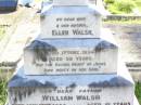 Ellen WALSH, wife mother,
died 17 Dec 1934 aged 59 years;
William WALSH, father,
died 13 Sept 1955 aged 81 years;
Gleneagle Catholic cemetery, Beaudesert Shire