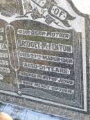 Charles C. FENTON, husband father,
died 12 April 1943 aged 66 years;
Bridget M. FENTON, mother,
died 27 March 1968 aged 91 years;
Charles Joseph FENTON,
died 3 Nov 1988 aged 80 years;
Gleneagle Catholic cemetery, Beaudesert Shire