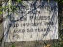 Ellen PRUESS, sister,
died 14 Sept 1966 aged 58 years;
Gleneagle Catholic cemetery, Beaudesert Shire