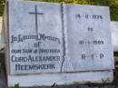 Curd Alexander HEEMSKERK, son brother,
14-11-1974 - 10-1-1989;
Gleneagle Catholic cemetery, Beaudesert Shire