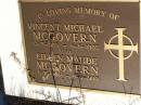 Vincent Michael MCGOVERN,
13-2-1925 - 6-8-2002;
Eileen Maude MCGOVERN,
8-7-1904 - 8-8-1999;
Gleneagle Catholic cemetery, Beaudesert Shire