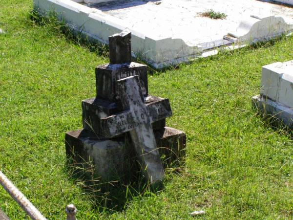 Nellie O'KEEFFE, sister,  | born Loterville County Cork,  | accidentally drowned Bromelton  | 27 Oct 1890 aged 18 years;  | Gleneagle Catholic cemetery, Beaudesert Shire  | 