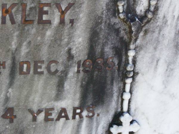 Percival John BUCKLEY, son brother,  | died 28 Dec 1935 aged 34 years;  | Gleneagle Catholic cemetery, Beaudesert Shire  | 