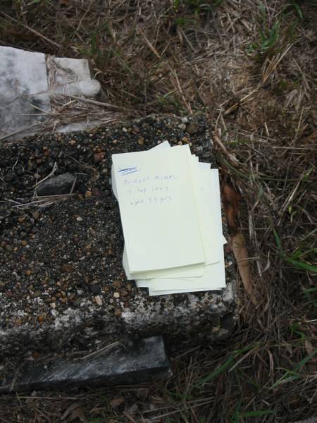 Bridget MUNRO, died 7 Sept 1927, aged 37 years;  | Goodna General Cemetery, Ipswich.  | 