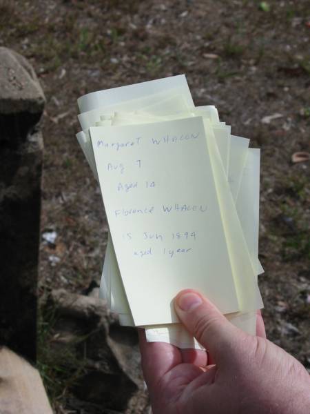 Margaret WHALEN died 7 Aug ???? aged 14;  | Florence WHALEN died 15 June 1894 aged 1 year;  | Goodna General Cemetery, Ipswich.  | 
