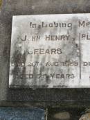 
John Henry SEEARS,
died 20 Aug 1955 aged 75 years;
Florence Louise SEEARS,
died 5 Nov 1958 aged 79 years;
Goomeri cemetery, Kilkivan Shire
