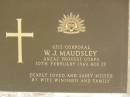 
W.J. MAUDSLEY,
died 10 Feb 1969 aged 77 years,
missed by wife Winifred & family;
Goomeri cemetery, Kilkivan Shire
